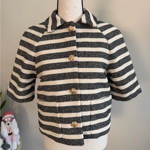 Striped Black and Cream Pea Coat